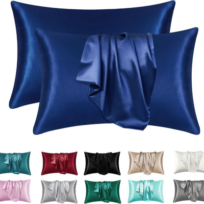 Satin-Kissenbezug Marineblau